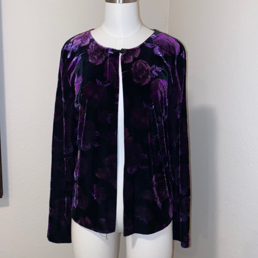 Vintage floral velvet cardigan